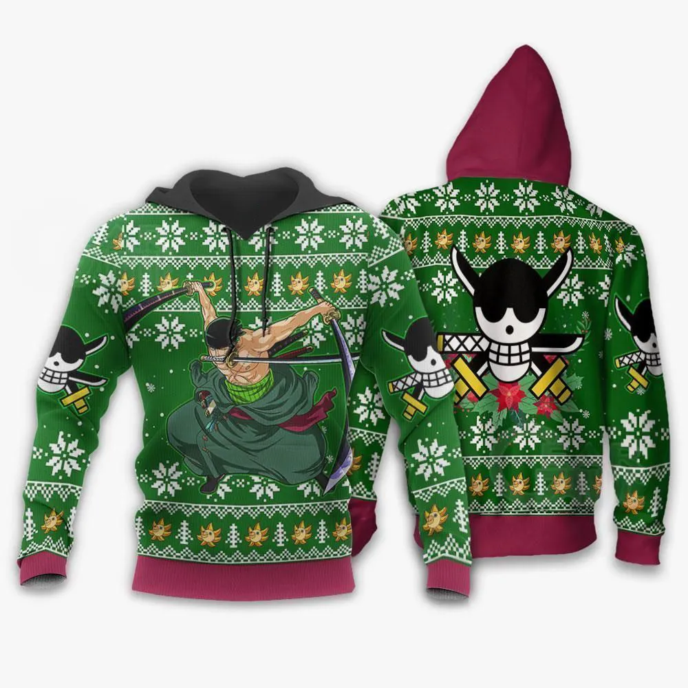 Giftngon - Zoro Ugly Christmas Sweater One Piece Anime Xmas For Kids