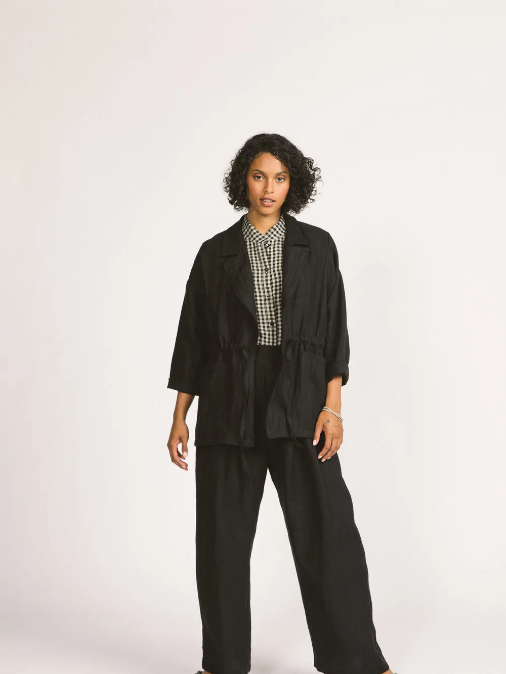 'Greer Blazer' Natural with Stripes
