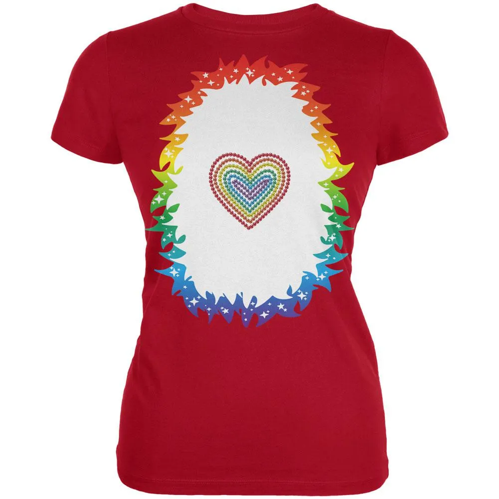 Halloween Rainbow Heart Unicorn Costume Pony Juniors Soft T Shirt
