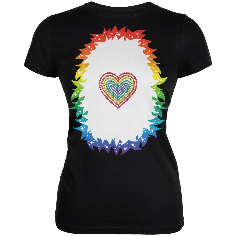 Halloween Rainbow Heart Unicorn Costume Pony Juniors Soft T Shirt