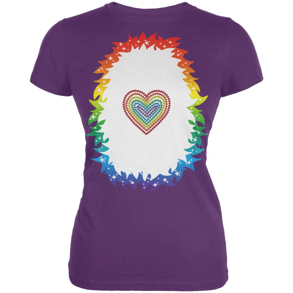 Halloween Rainbow Heart Unicorn Costume Pony Juniors Soft T Shirt