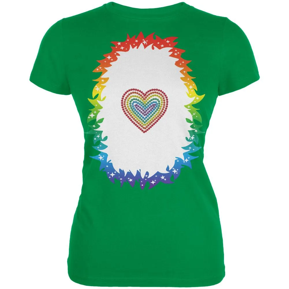 Halloween Rainbow Heart Unicorn Costume Pony Juniors Soft T Shirt