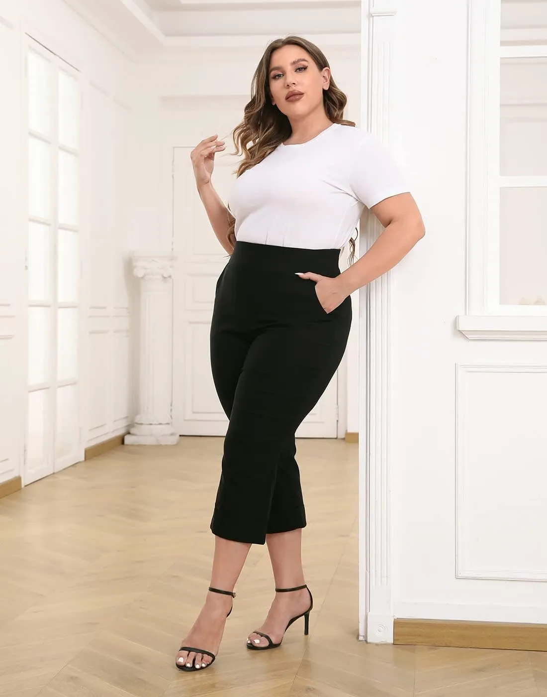 HDE Plus Size Pull On Capris for Women