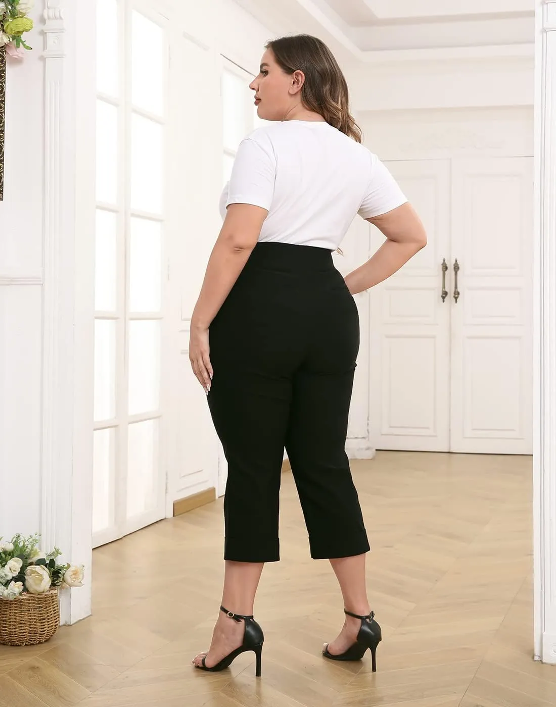 HDE Plus Size Pull On Capris for Women