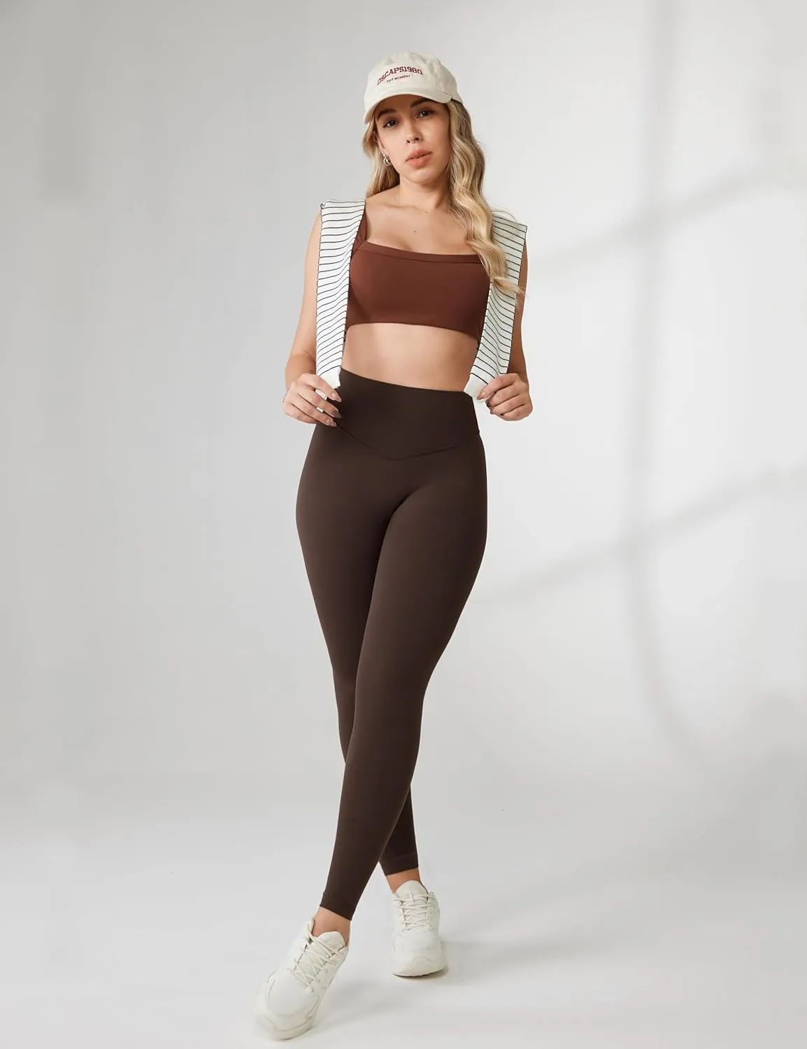 Hugcurve No Front Seam High Waisted Workout Leggings for Women Buttery Soft Yoga Pants Gym Athletic Tights - 25''