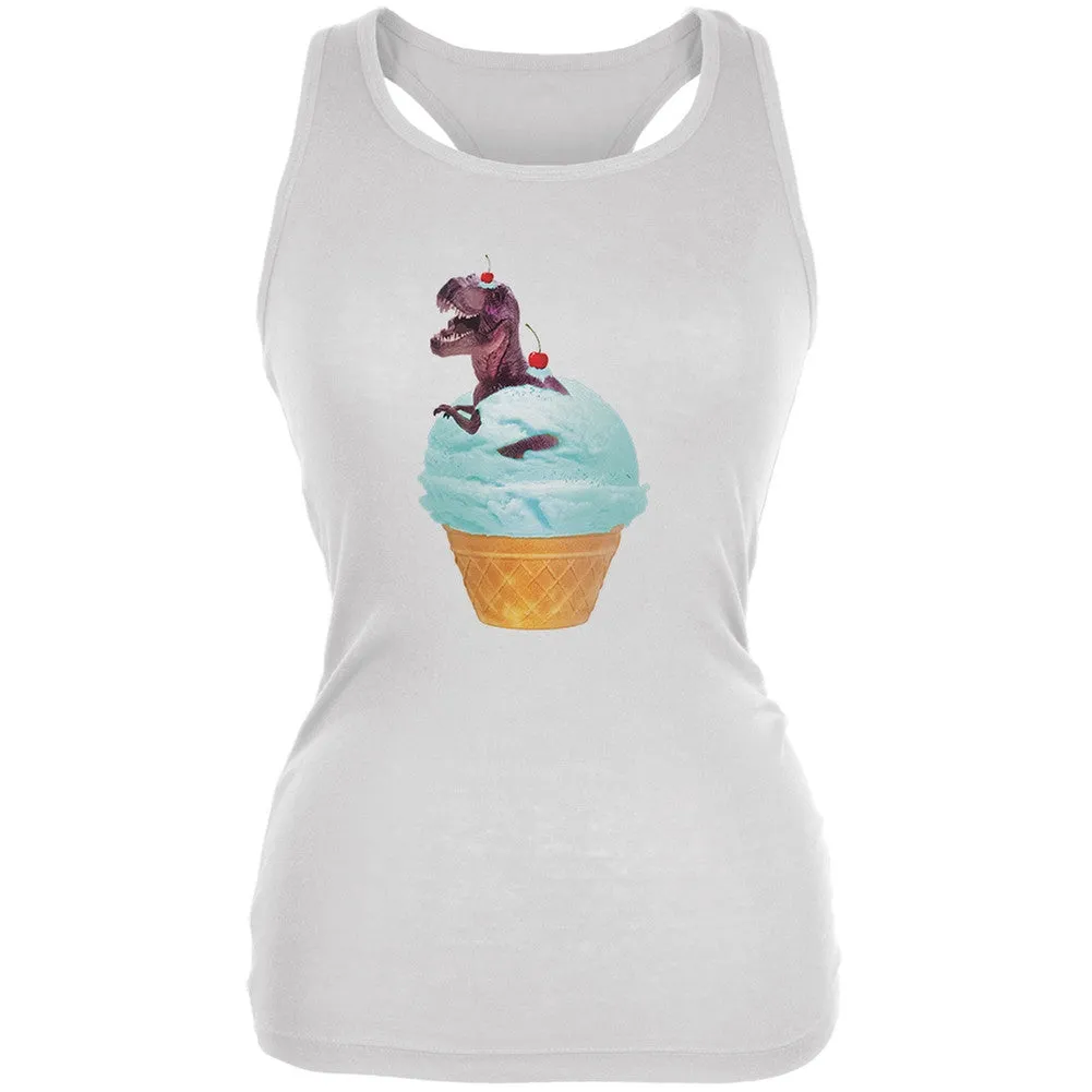 Ice Cream Cone T Rex Pale Blue Juniors Soft Tank Top