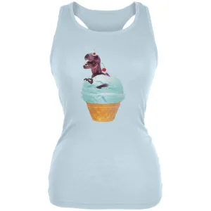 Ice Cream Cone T Rex Pale Blue Juniors Soft Tank Top