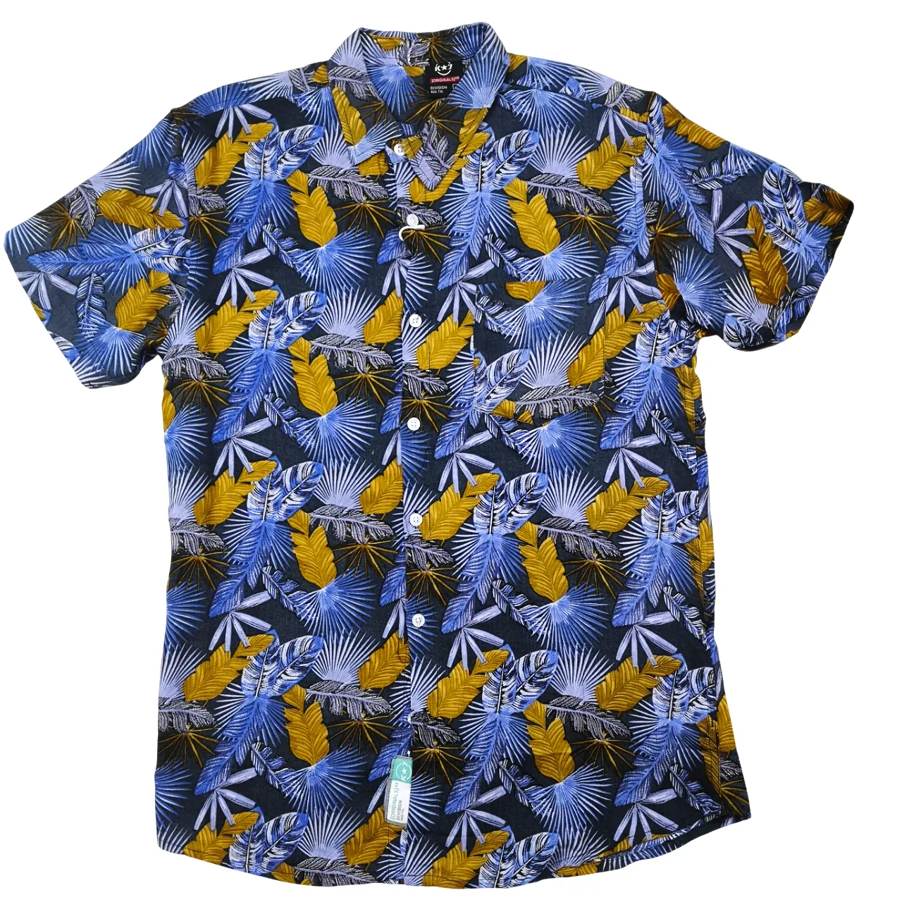 K7 SS Blue Floral Beach Tree Shirt