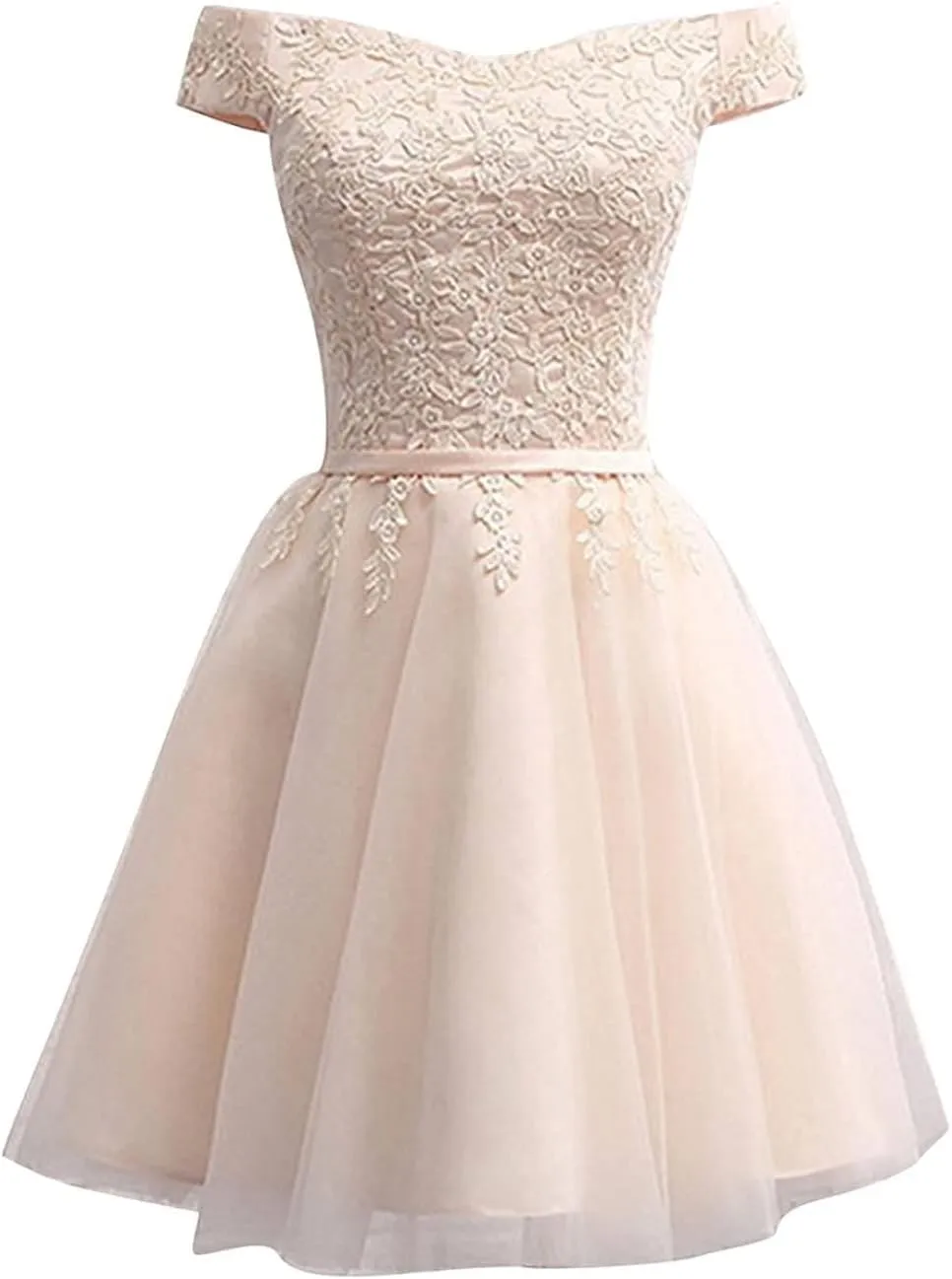 Lace Homecoming Dresses for Teens 2025 Short Tulle Applique Prom Dress Off The Shoulder Cocktail Gown
