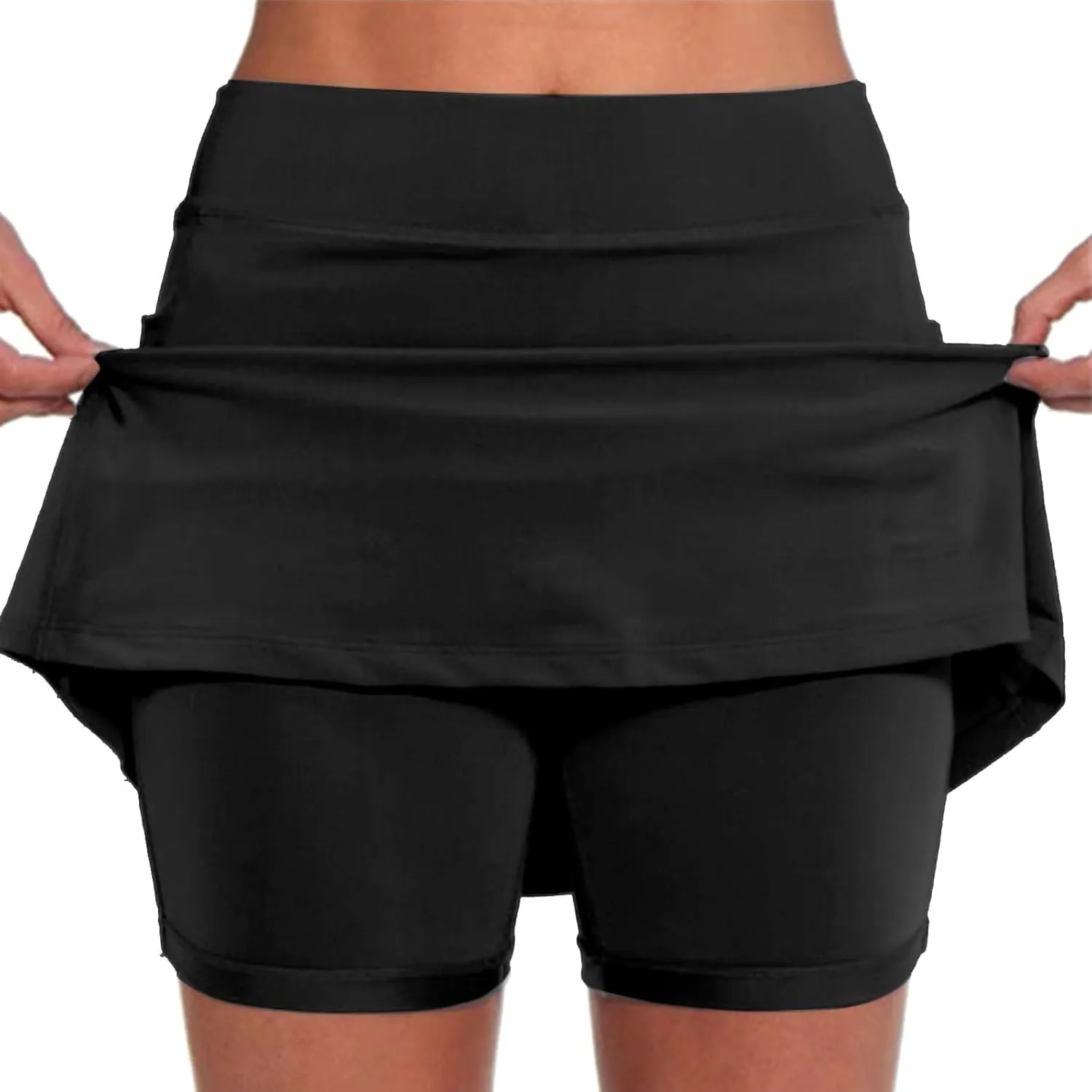 LCMTWX Lightweight High Waist Mid Waist Culottes Short Skirts Skinny Pants High Waisted Pleated Sports Skort with Pockets
