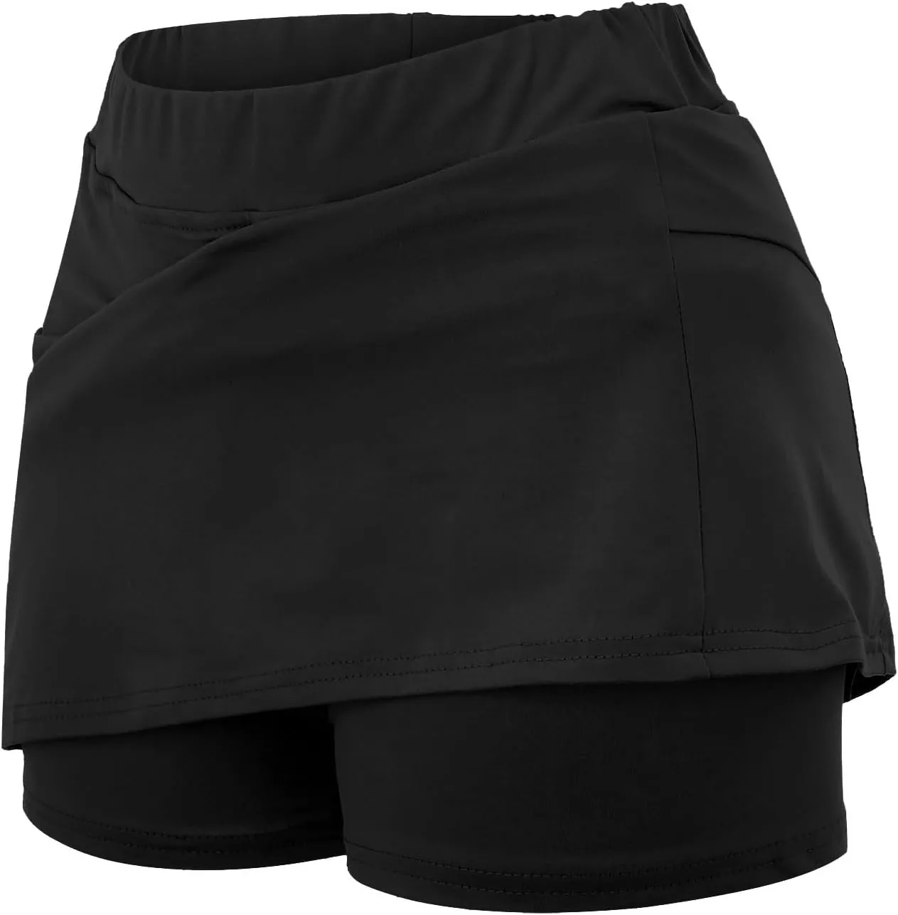 LCMTWX Lightweight High Waist Mid Waist Culottes Short Skirts Skinny Pants High Waisted Pleated Sports Skort with Pockets