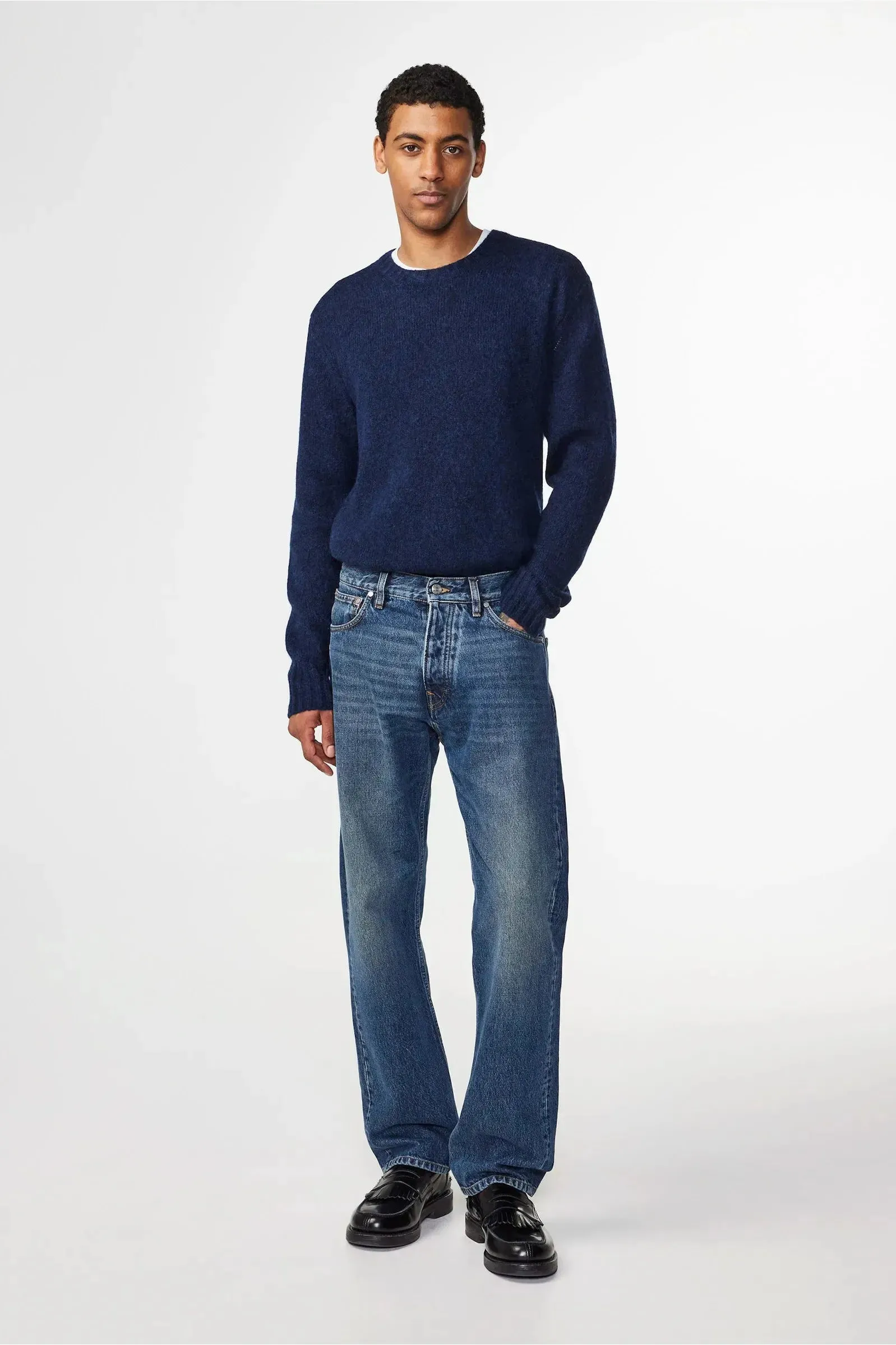 Lee Wool Blend Sweater - Navy Blue