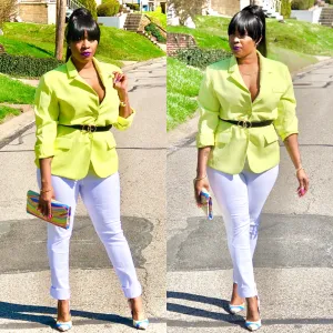 Lemonade Blazer Long Sleeve Front Button Closure Front Pockets Detail Blazer