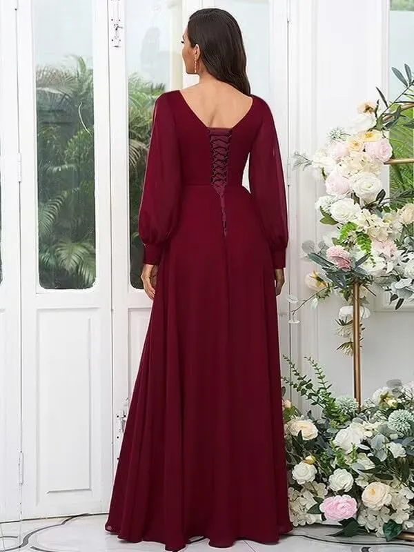 Long Sleeve Bridesmaid Dresses for Women Split Formal Dresses for Women Wedding Guest