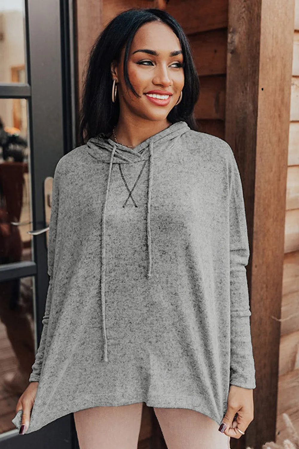 Loose Drawstring Pullover Hoodie