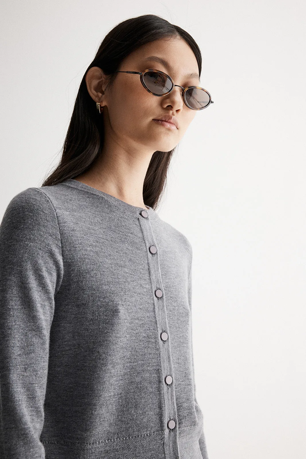 Madeleine Knit Cardigan Charcoal Marle
