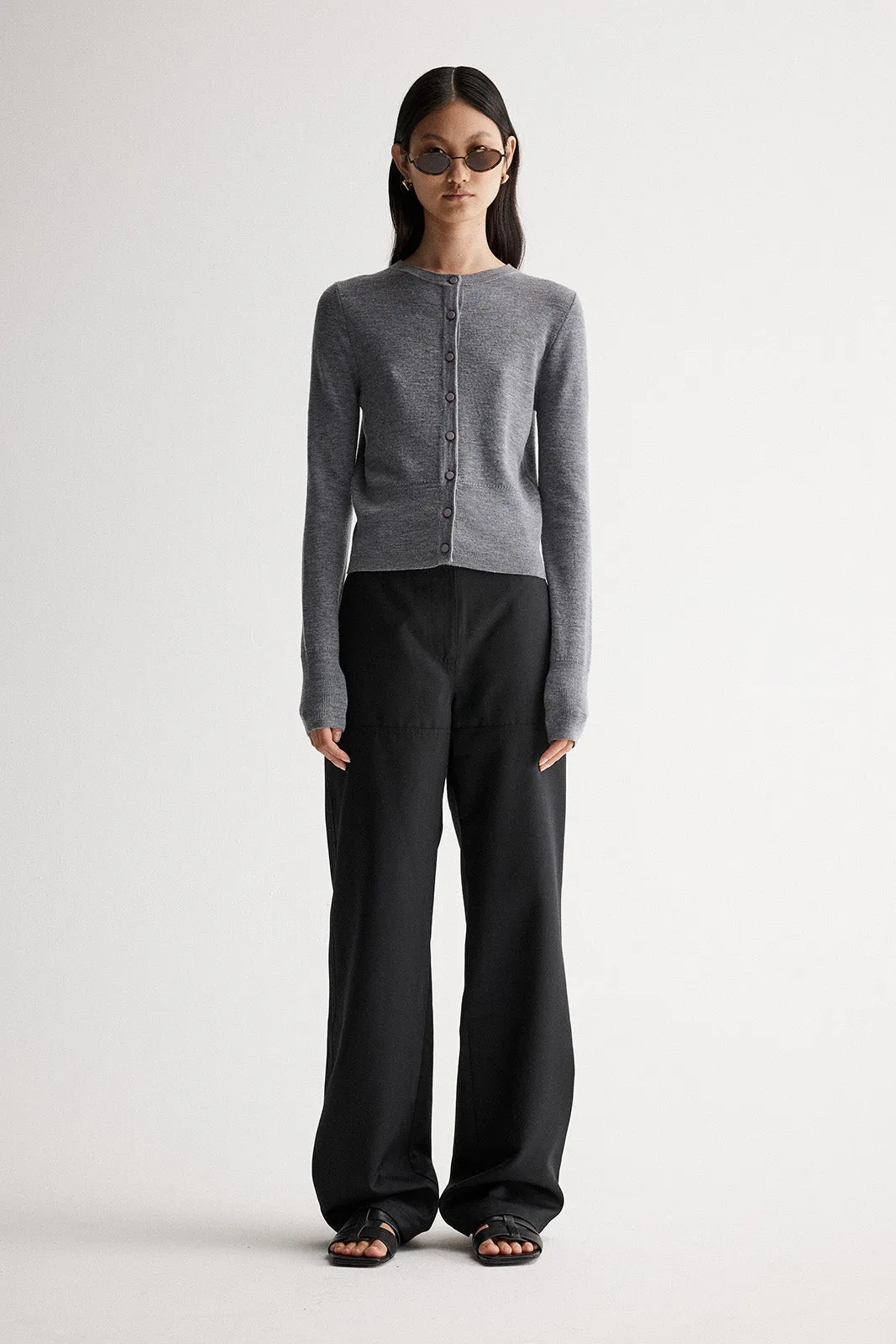 Madeleine Knit Cardigan Charcoal Marle