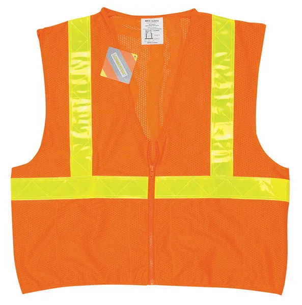 MCR Safety Class 2, Mesh, Yellow Stripe, Zipper
