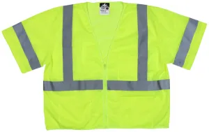 MCR Safety Class 3, Hi-Viz Lime, Zipper Vest X5