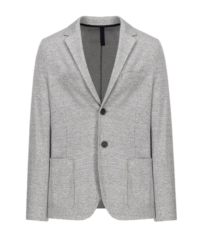 Men Linen Blend Blazer in Grey