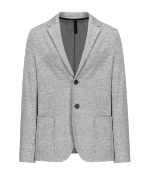 Men Linen Blend Blazer in Grey