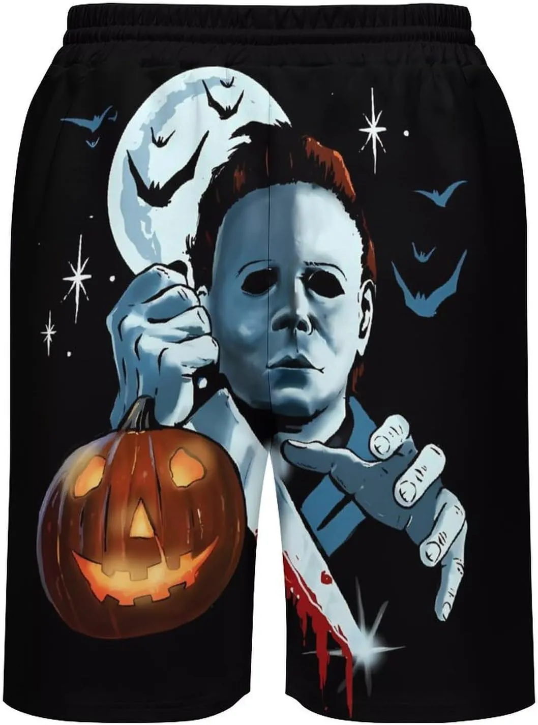 Men's Short Sweatpants Halloween Michael Myers Beachwear Hawaiian Short Pants Swimsuits Beach Shorts with Pockets
