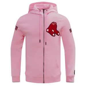 MLB BOSTON RED SOX CLASSIC CHENILLE MEN'S FZ PO HOODIE (PINK)