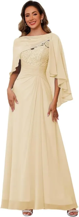Mother of The Bride Dresses with Jacket 2025 Long Lace Applique Formal Evening Gowns for Women PG009