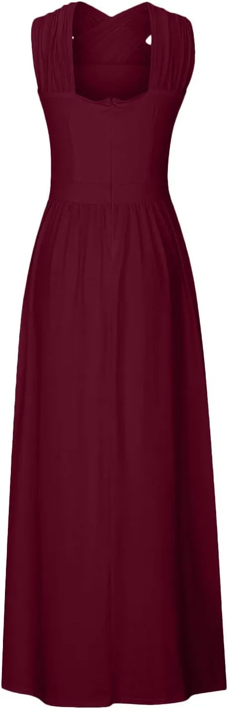 NaRHbrg Women's Halter Neck Maxi Dress Elegant Sleeveless Formal Evening Dress High Slit Long Party Gown Summer Dresses