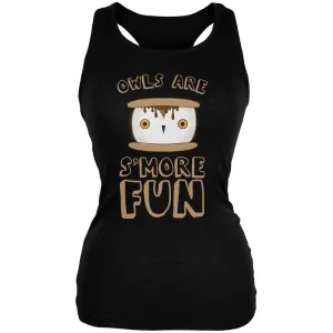 Owl Are S'More Fun Black Juniors Soft Tank Top