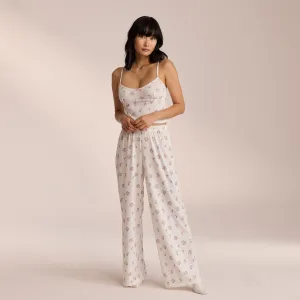 Pointelle Pajama Pants - White Floral