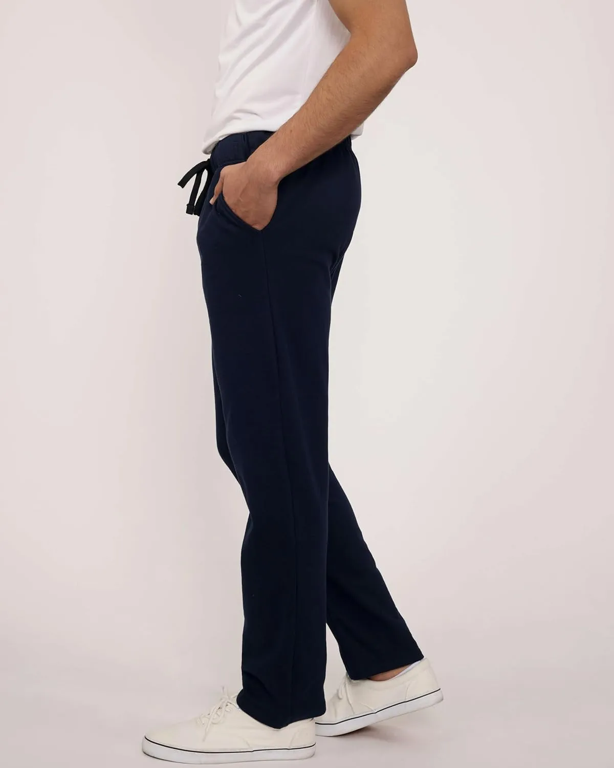 Real Essentials 3 Pack: Men's Tech Fleece Athletic Casual Open Bottom Sweatpants with Pockets (Available in Big & Tall)