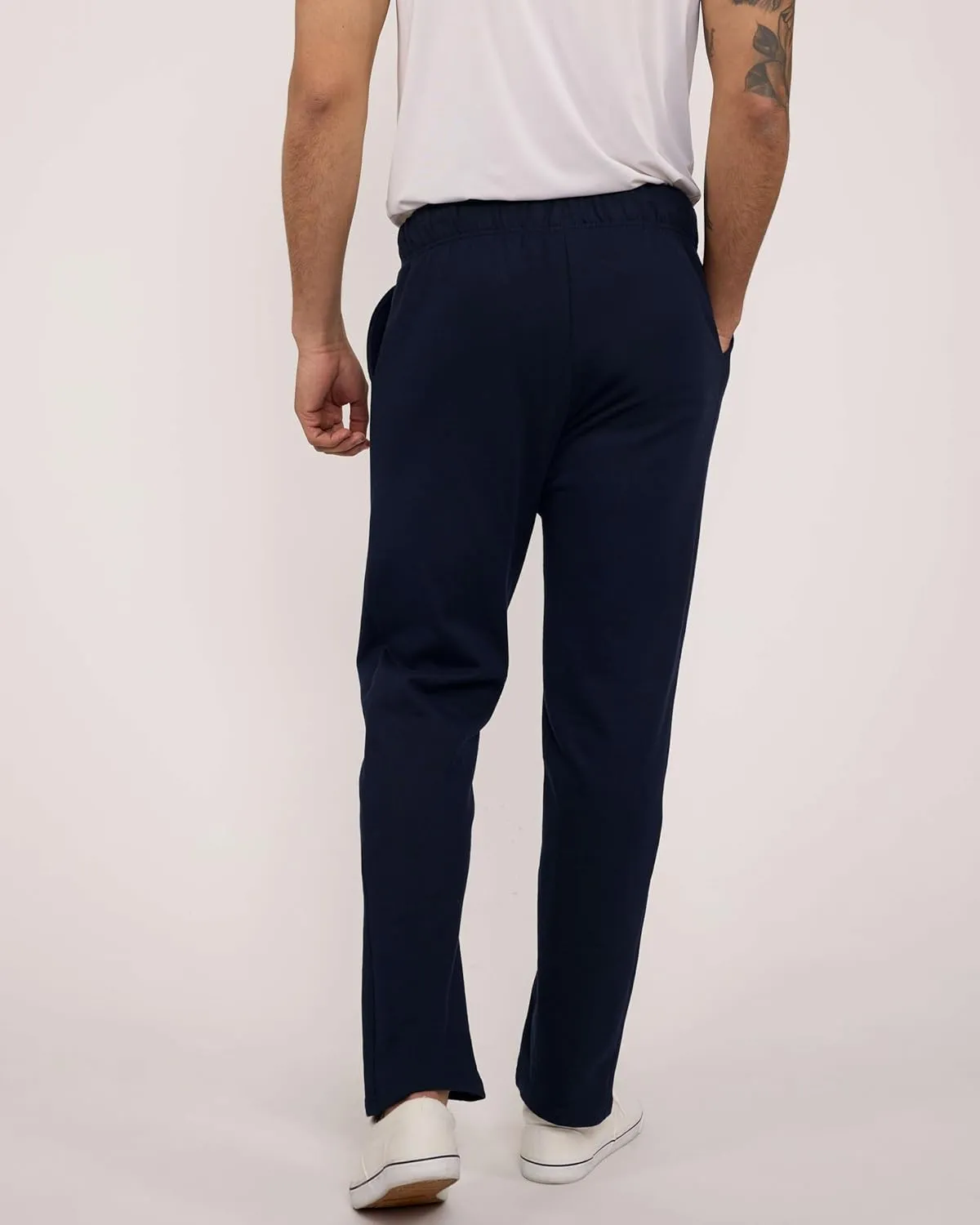 Real Essentials 3 Pack: Men's Tech Fleece Athletic Casual Open Bottom Sweatpants with Pockets (Available in Big & Tall)