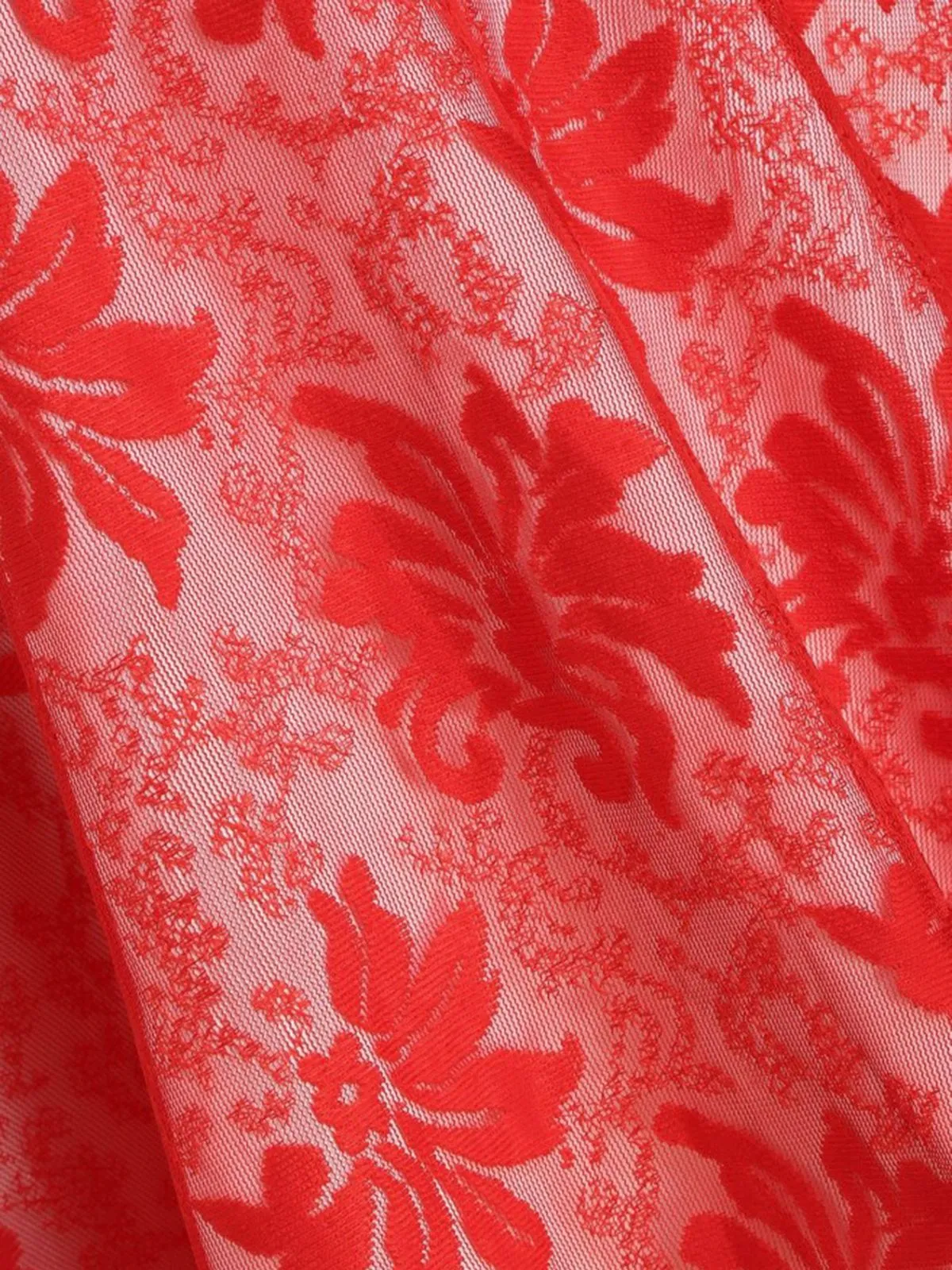 Red 1950s Lace Patchwork Furry Dress