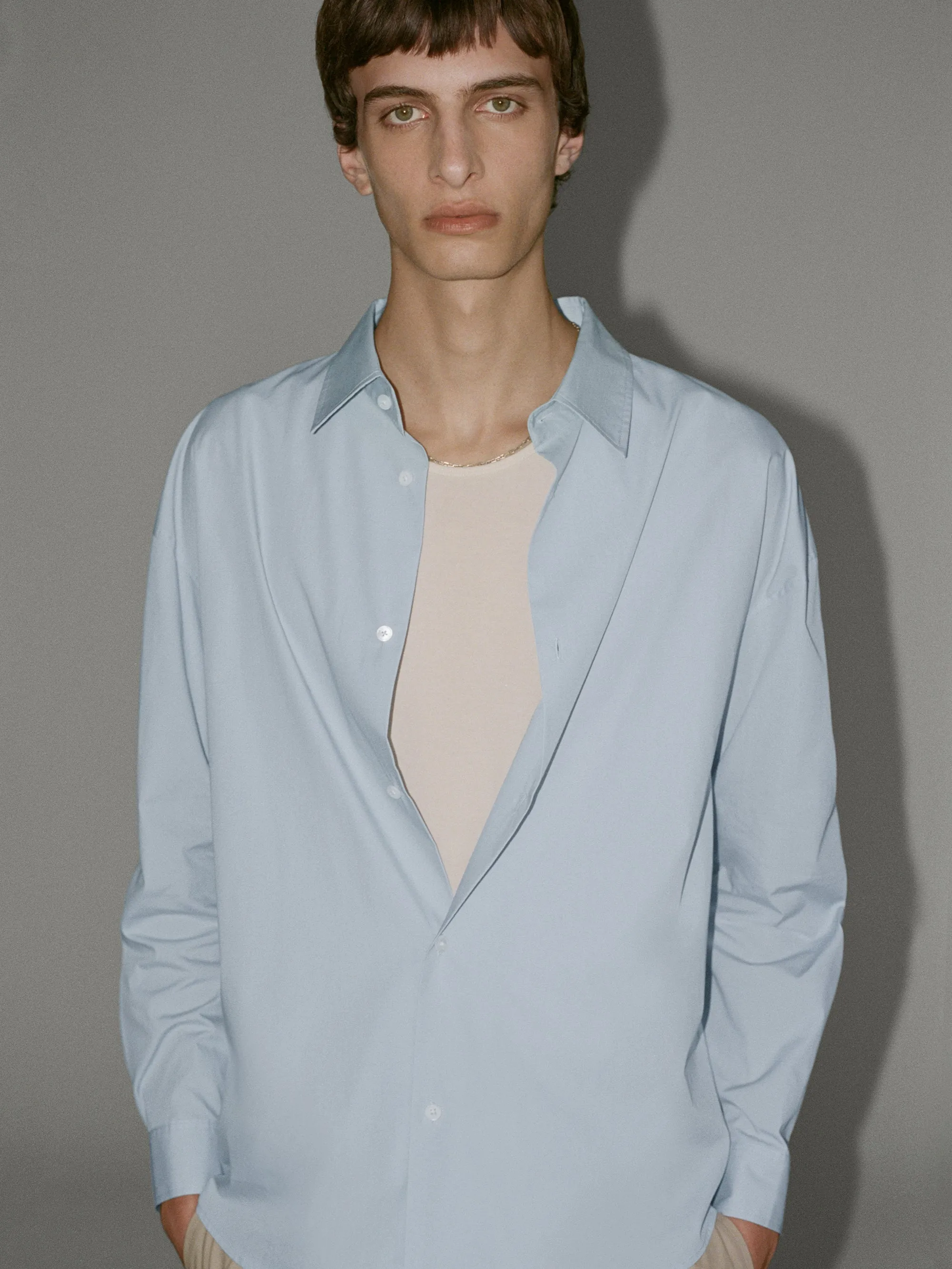Relaxed Cotton Shirt -- Light Blue