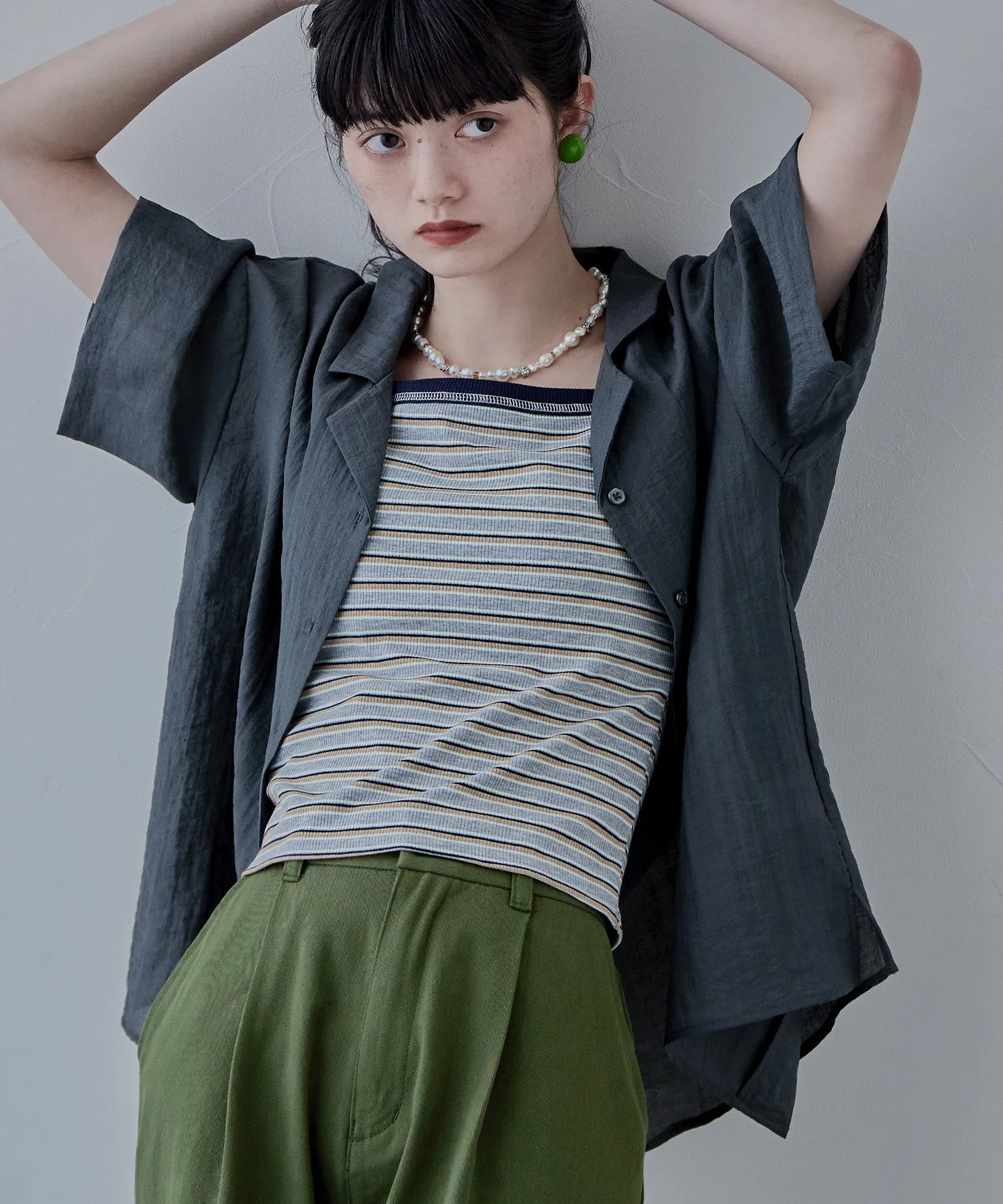 Relaxed open collar shirt