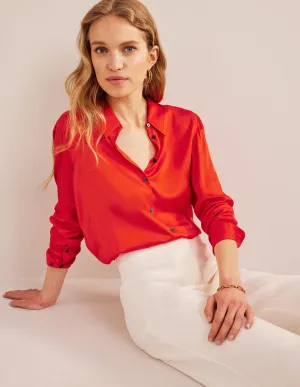Relaxed Satin Shirt-Cherry Tomato