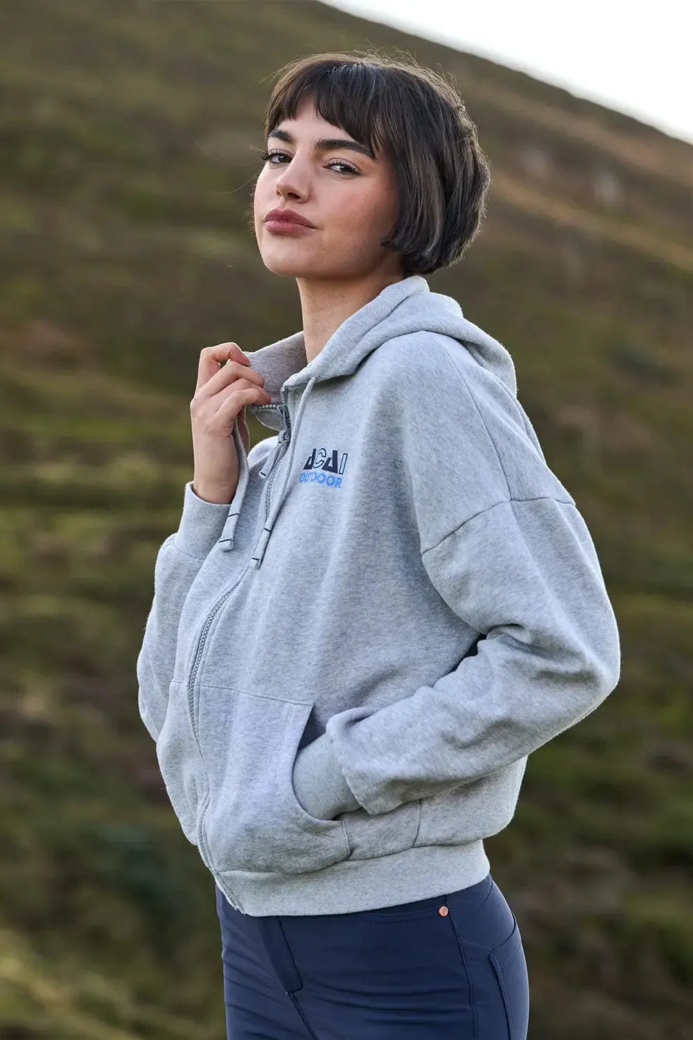 Retreat Zip Up Hoodie - Grey Marl