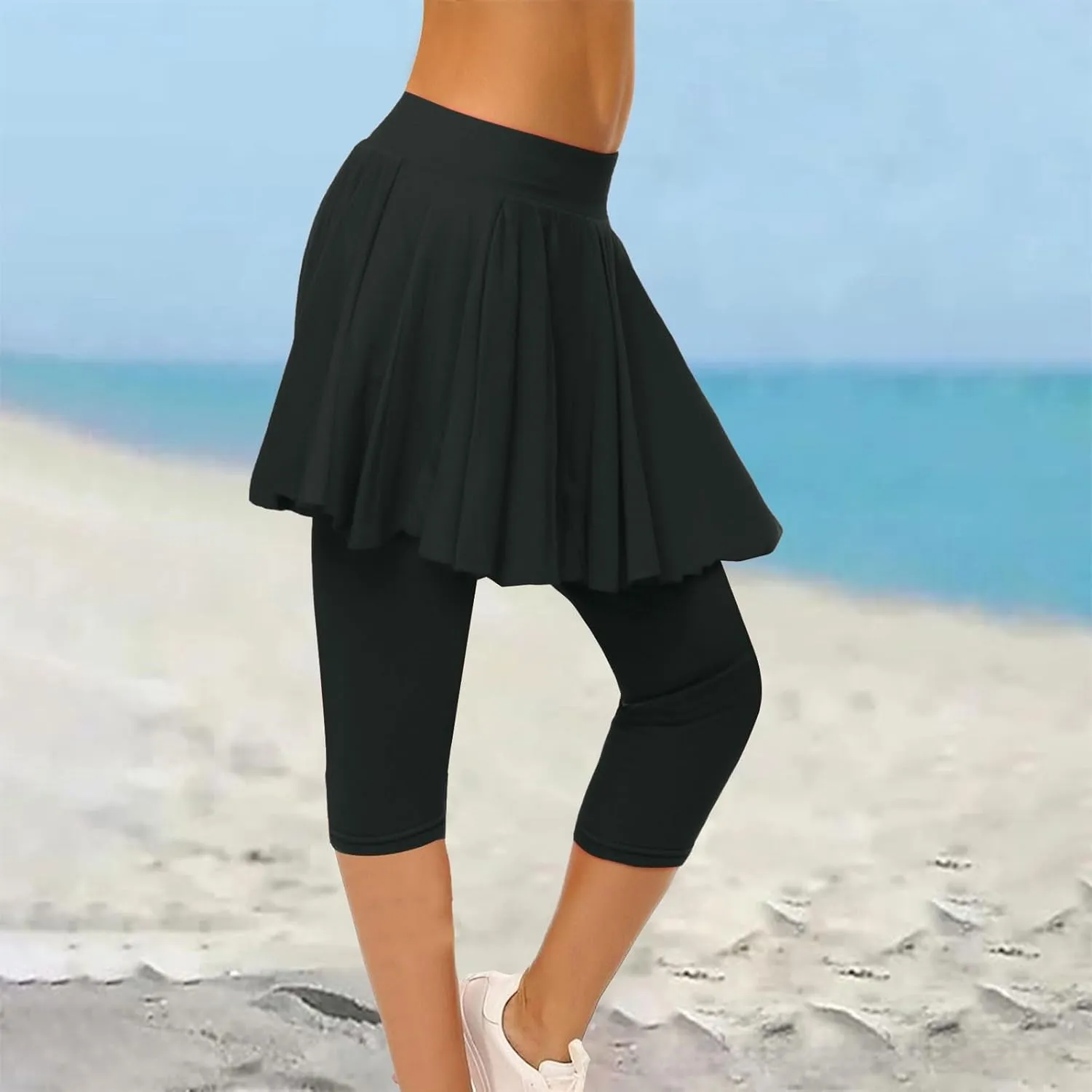 Skorts for Women 2025 Casual High Waist Pants Plus Size Tummy Control Gym Tennis Yoga Legging with Skirts