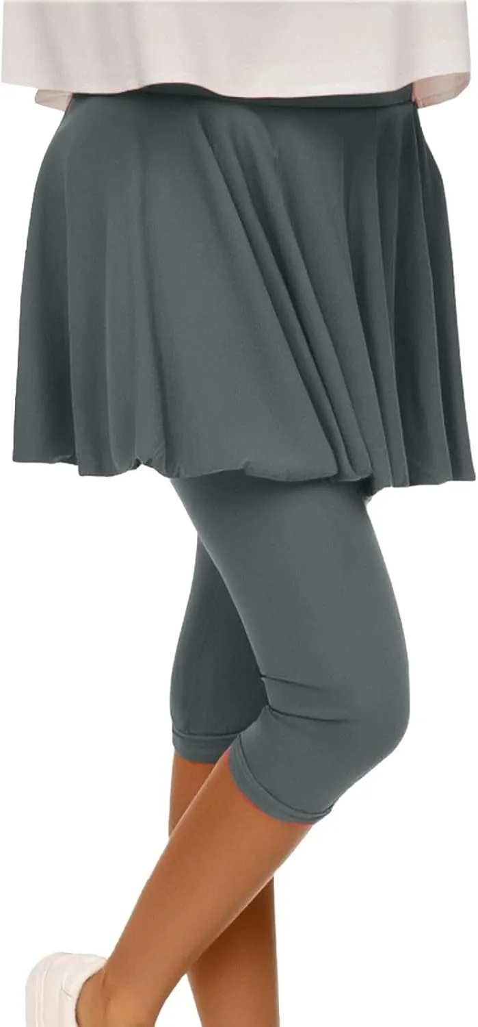 Skorts for Women 2025 Casual High Waist Pants Plus Size Tummy Control Gym Tennis Yoga Legging with Skirts