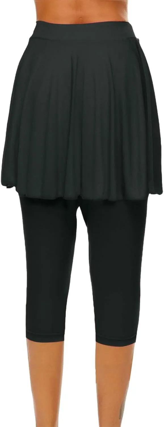 Skorts for Women 2025 Casual High Waist Pants Plus Size Tummy Control Gym Tennis Yoga Legging with Skirts
