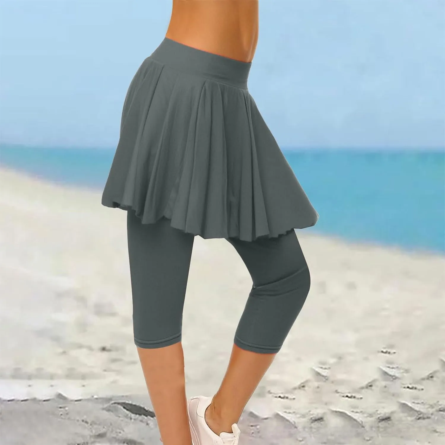 Skorts for Women 2025 Casual High Waist Pants Plus Size Tummy Control Gym Tennis Yoga Legging with Skirts