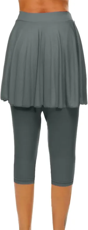 Skorts for Women 2025 Casual High Waist Pants Plus Size Tummy Control Gym Tennis Yoga Legging with Skirts