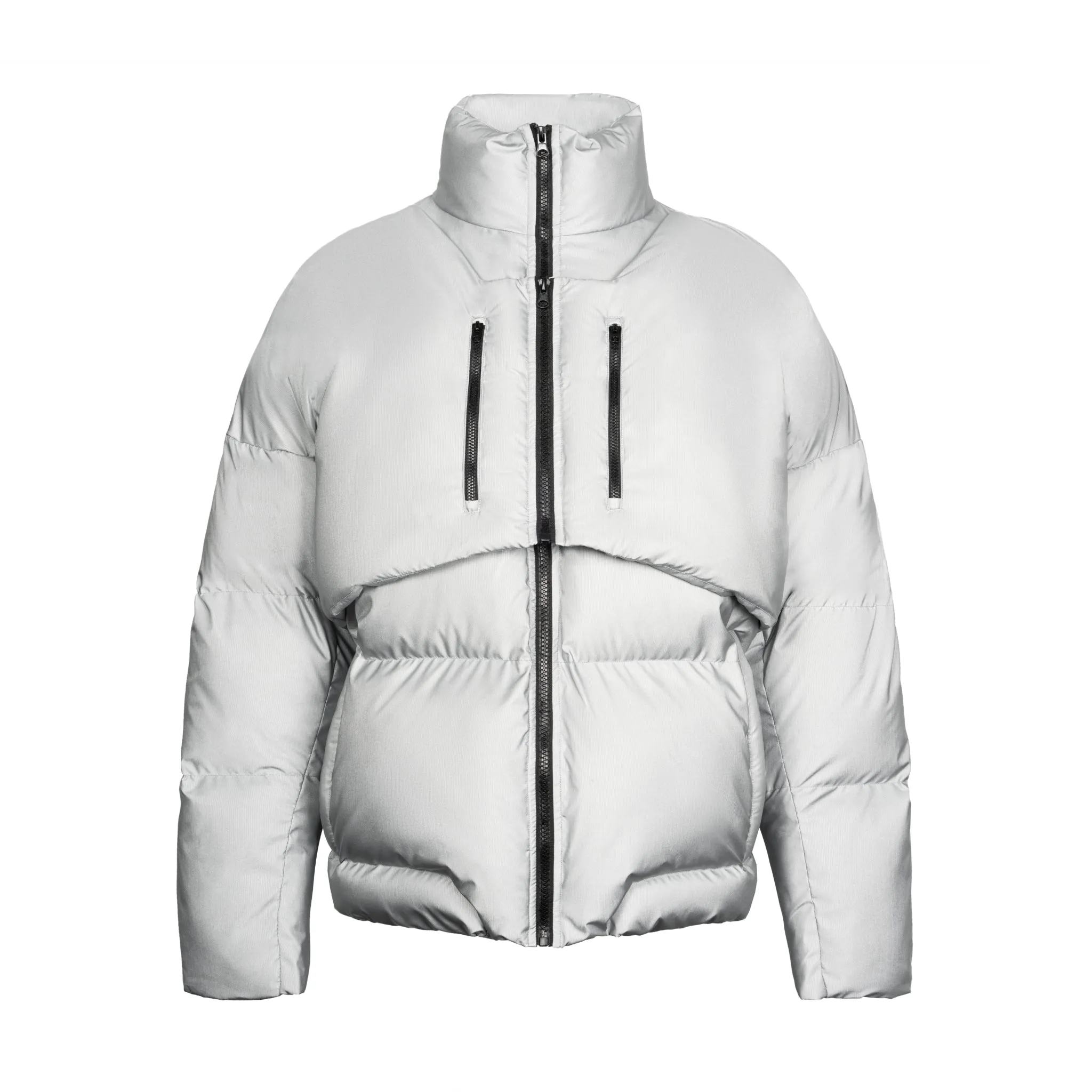 Sliver Metallic Fake Two-pieces Vest Padded Jacket