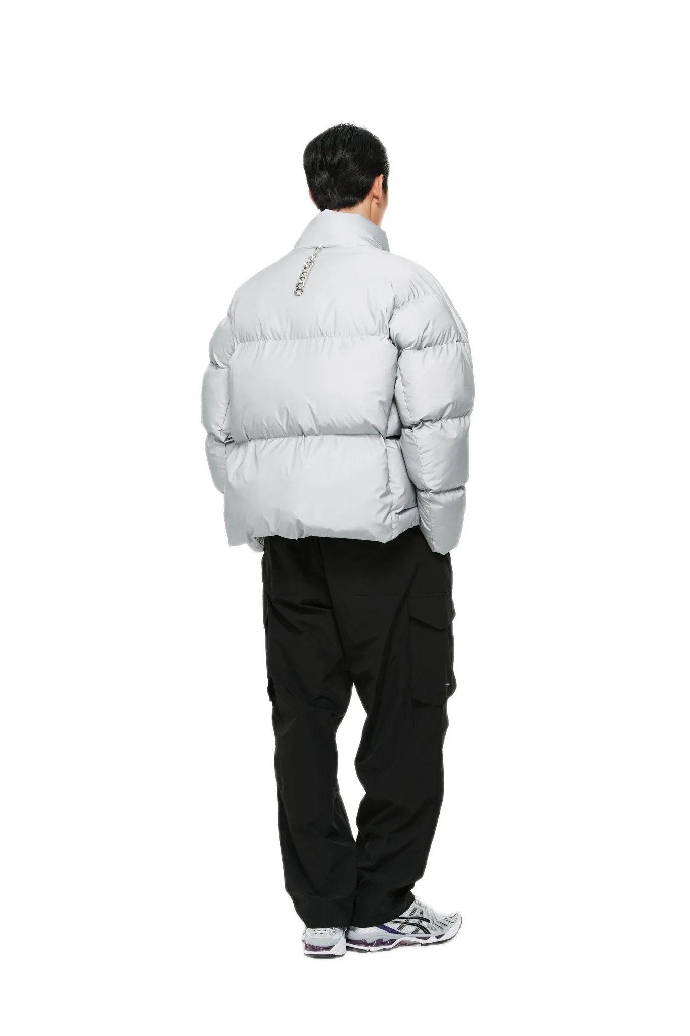 Sliver Metallic Fake Two-pieces Vest Padded Jacket