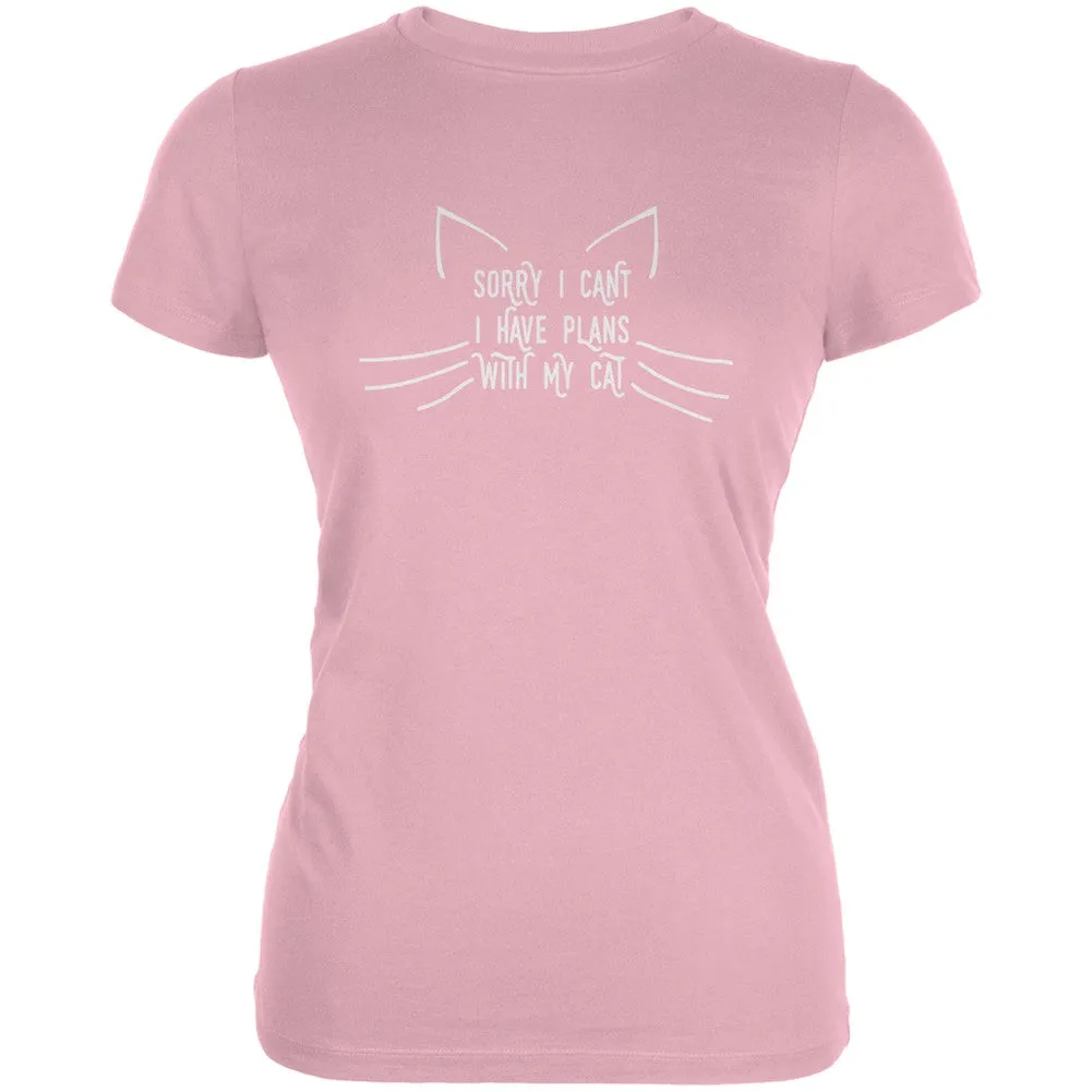 Sorry I Can't Cat Pink Juniors Soft T-Shirt