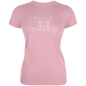 Sorry I Can't Cat Pink Juniors Soft T-Shirt