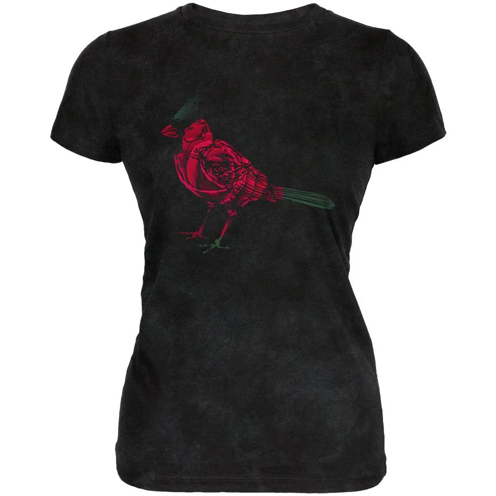 Spring Flower Cardinal Bird Roses Juniors Soft T Shirt