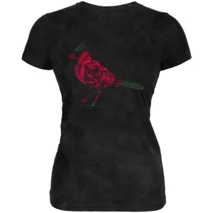 Spring Flower Cardinal Bird Roses Juniors Soft T Shirt