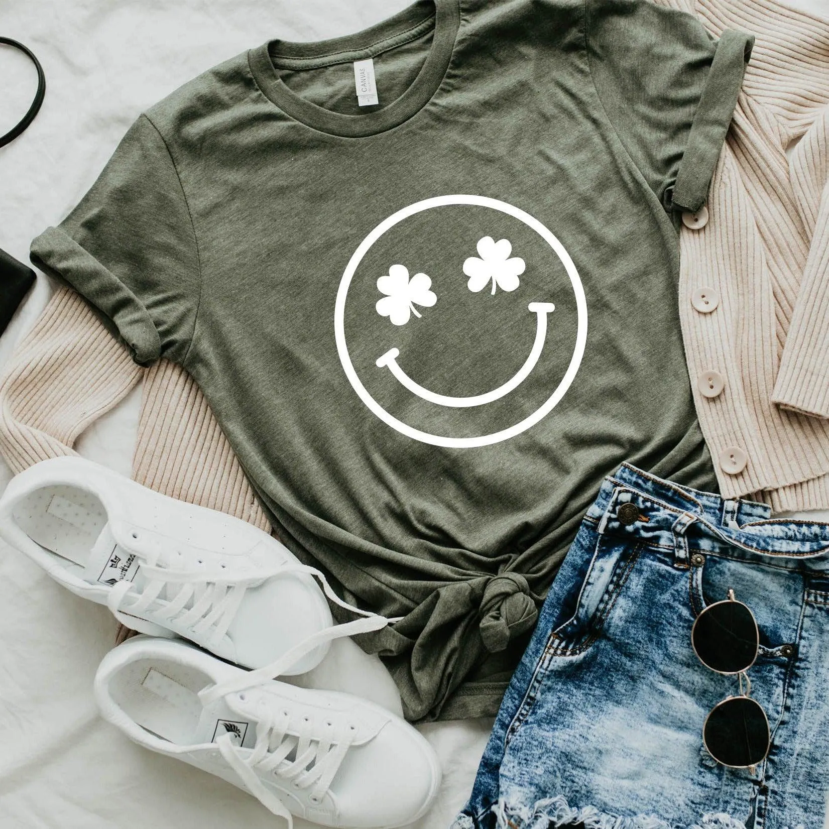 St. Patricks day Shamrock Clover Smile shirt